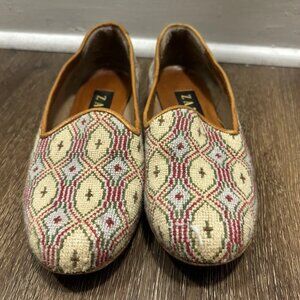 Vintage Zalo Needlepoint Geometrical Pattern Loafers Size 7